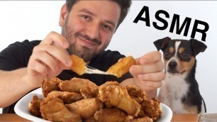 'ASMR CHICKEN WINGS & CHEESE STICKS EATING SOUNDS WITH DOG (NO TALKING)'