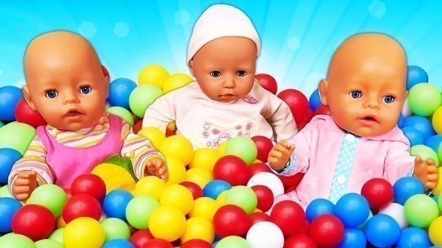 'Triplets Baby Dolls at the Ball Pit: Funny Videos for Kids'