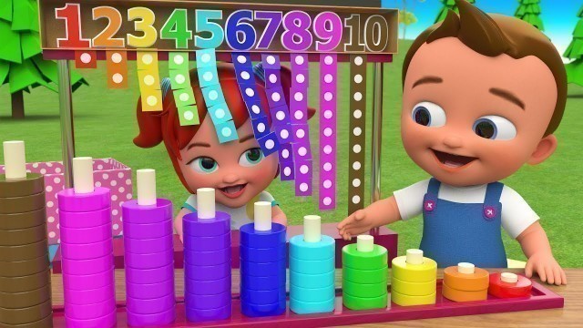 'Little Babies Fun Play Learning Numbers for Children with Wooden Rings Numbers Toy Set 3D Kids Edu'