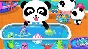 'Baby Panda Plays with Fishes |  Go Shopping in Supermarket | Animation & Kids Songs | BabyBus'