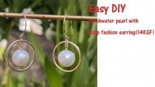 'DIY a fashion but elegant freshwater pearl hoop earring E427'