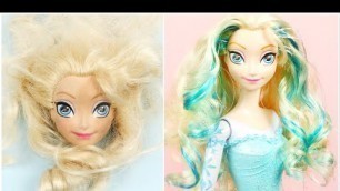 'ELSA Doll Hairstyle, Hair Coloring, Face Cleaning, Body Painting and DIY Clothes Making Easy at Home'