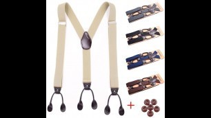 'Fashion suspenders men women adult leather trimmed button end y back adjustable elastic trouser'