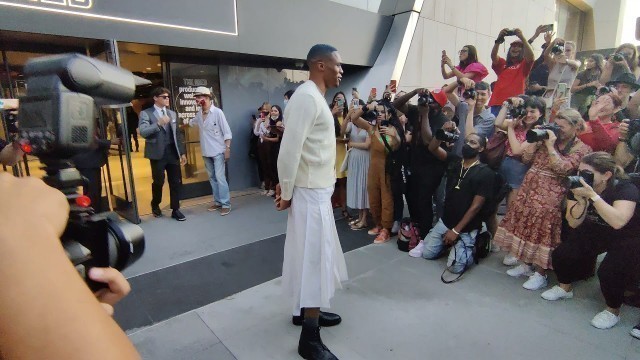 'Russell Westbrook leaves Thom Browne SS22 during New York Fashion Week'