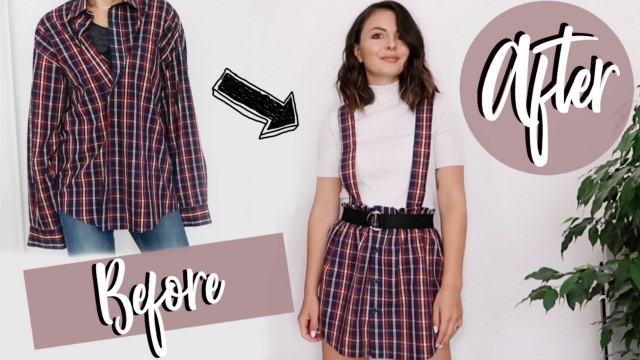 'DIY Suspender Skirt from Men\'s Shirt | Thrifted DIY Refashion'