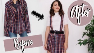 'DIY Suspender Skirt from Men\'s Shirt | Thrifted DIY Refashion'