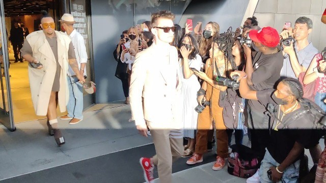 'Evan Mock, Eli Brown And Thomas Doherty Leave The Thom Browne SS20 During New York Fashion Week'