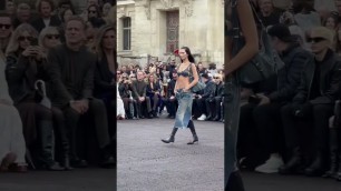 'Bella Hadid walking the #givenchy show in Paris #bellahadid #pfw #shorts #fashion'