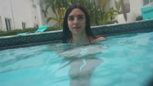 'gorgeous girl swims underwater at the Miami Swim Week show produced by Gurman'