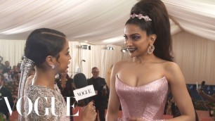 'Deepika Padukone on Her Pink Underwater-Inspired Dress | Met Gala 2019 With Liza Koshy | Vogue'