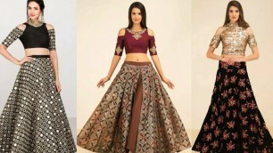 'Latest Trendy designer crop top with long skirt 2017-2018| Women Lahenga with crop top|Trendy India1'