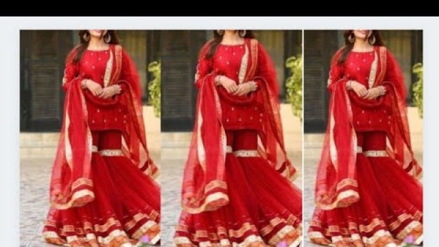 'Latest designer Sharara wale suit new design Punjabi suit with dupatta for girls ideas/ 2021'