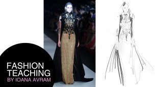 'Fashion sketch in pencil inspired by Tex Saverio’s Exoskeleton'