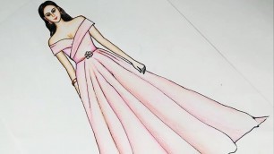 'Simple Dress Drawing for beginners | Fashion illustration art'