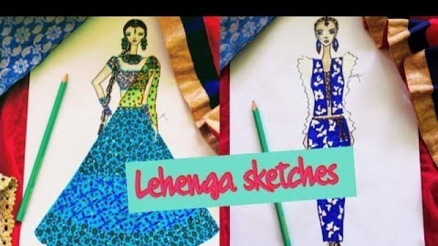 'lehanga sketches //fashion sketches//fashion designs collections//fashion illustration'