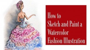 'How to Sketch a Fashion Illustration for Beginners Stella de Libero Watercolor Dress'