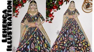 'Fashion illustration | Indian wear | lehenga sketching #ethnicsketch #fashiondesignerportfolio  #art'