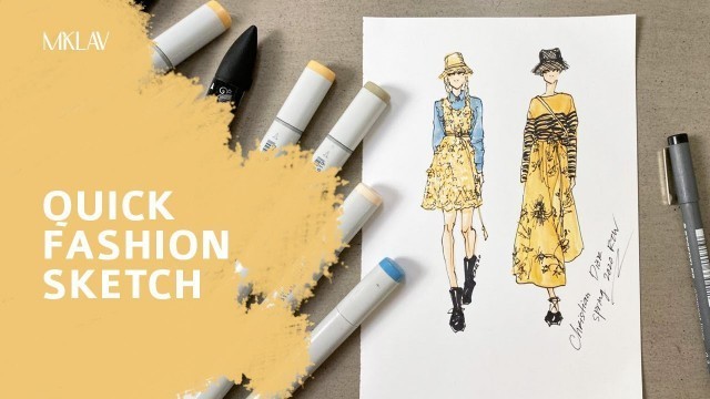 'Time Lapse Fashion Illustration: Quick Marker Sketches | Sketsa Fashion'