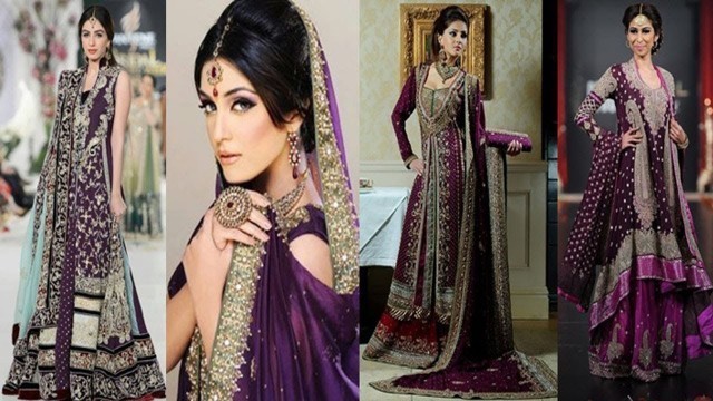 'Latest Beautiful Purple Dress Collection For Pakistani Brides 2017 18'