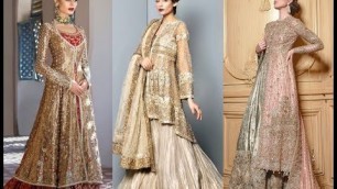 'Latest Pakistani Bridal Dresses - Open Jacket and Long tales Wedding Dresses'