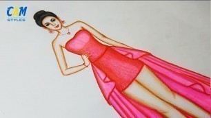 'Drawing dress for beginners | Fashion illustration art | Fashion illustration sketches'