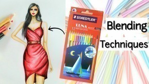 'How to use Staedtler Luna Pencils | Blending Techniques for skin and fabrics | Fashion Illustration'