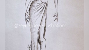 'Fashion sketch tutorial by ZEYNEP DENIZ- pencil sketches'