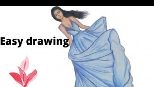 'how to draw a girl  | easy sketches | easy drawing fashion illustration'