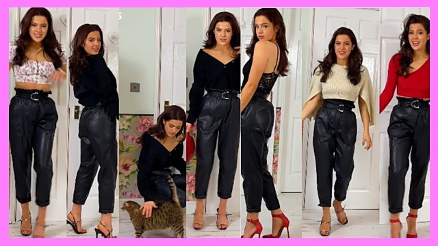 'HOW TO STYLE LEATHER PANTS TRY ON HAUL | Emily Monks'