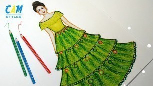 'Drawing Dress Christmas Tree | Fashion illustration art | Fashion illustration sketches'