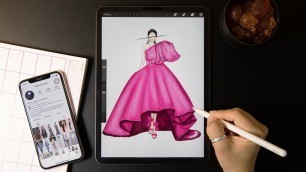 'Digital Fashion illustration tutorial: Dress, with Procreate on iPad Pro'