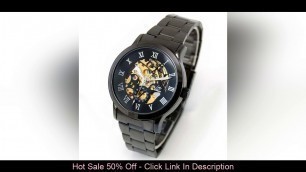 'Best Shenhua Fashion Steampunk Watch Men Skeleton Watches Black Full Steel Automatic Self Wind Mech'