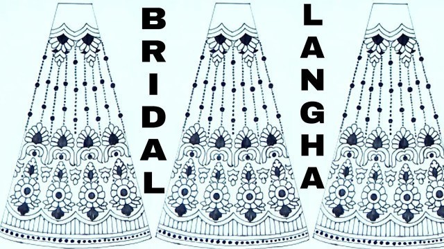 'Wedding Lehenga draw for embroidery designs. fashion illustration lehenga designs sketch'