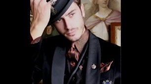 'Black velvet aristocratic gothic steampunk fashion tuxedo blazer 2979 ONGala'