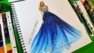 'Fashion Sketch Painting - Ocean Blue Ombre Dress Painting Tutorial for Beginners'