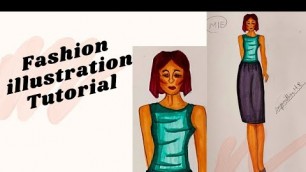 'How to draw fashion sketch |Fashion illustration tutorial |Sangamithra MR | face and hair rendering'