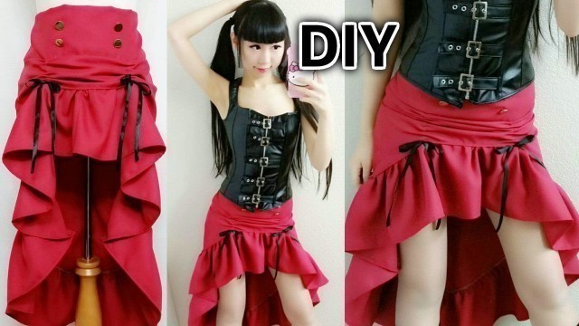 'DIY Easy Steampunk Inspired Outfit | DIY Low High Ruffle Steampunk Skirt'