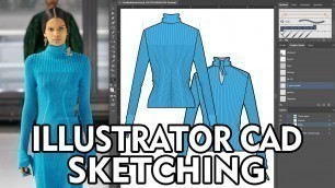 'Carolina Herrera Fall 2020 - Illustrator CAD Sweater Sketch - Fashion Design - Knit - Emily Keller'