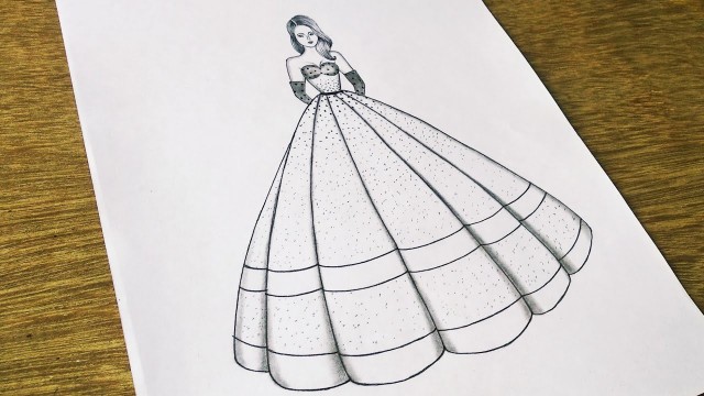 'How to Draw a Girl with Beautiful Dress | Fashion Dress Drawing | How to draw Beautiful fashion girl'