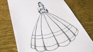 'How to Draw a Girl with Beautiful Dress | Fashion Dress Drawing | How to draw Beautiful fashion girl'