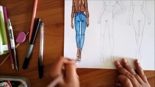 'Fashion Drawing : How To Draw Classic Shirt & High-Waisted Jeans'