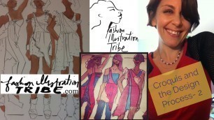 'Fashion illustration Coloring the croquis sketches 2- fabric and color selections'