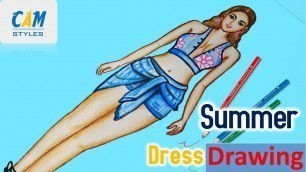 'Summer dress drawing | Fashion illustration art | Fashion illustration sketches'