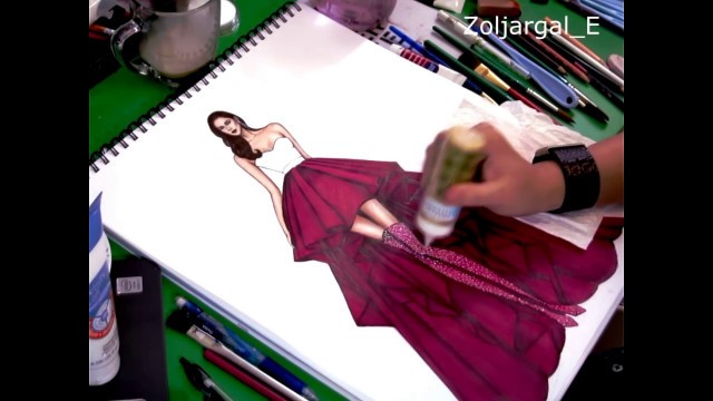 'Fashion Trend Sketch Speed Painting Video - Zoljargal E'