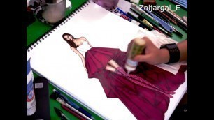 'Fashion Trend Sketch Speed Painting Video - Zoljargal E'