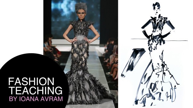 'Fashion sketch in black ink inspired by Tex Saverio -  Haute Couture 2012'