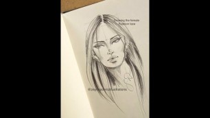 'Fashion sketch tutorial by ZEYNEP DENIZ-drawing the female fashion face/front view'