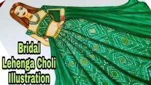 'Bridal Lehenga Choli Illustration For Beginners || Fashion Design Sketches @Fashion 7'