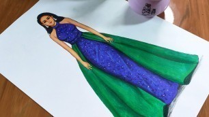 'Best Dresses Drawing | How to Draw a girl in Beautiful Dress | fashion drawing | fashion design'