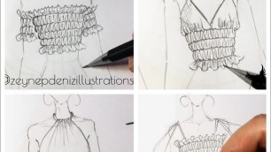 'Fashion sketch tutorial by ZEYNEP DENIZ-smocked designs/pencil sketches'